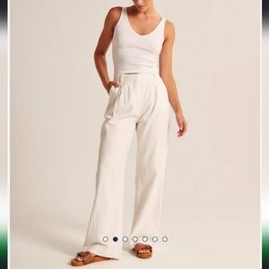 Abercrombie and Fitch Linen-Blend Tailored Wide Leg Pant in XL Long